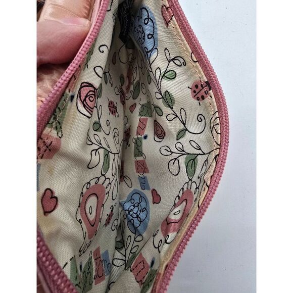 Vtg Brighton Crocodile Textured Pink Purse With Floral Detail & Printed Lining - Picture 3 of 5